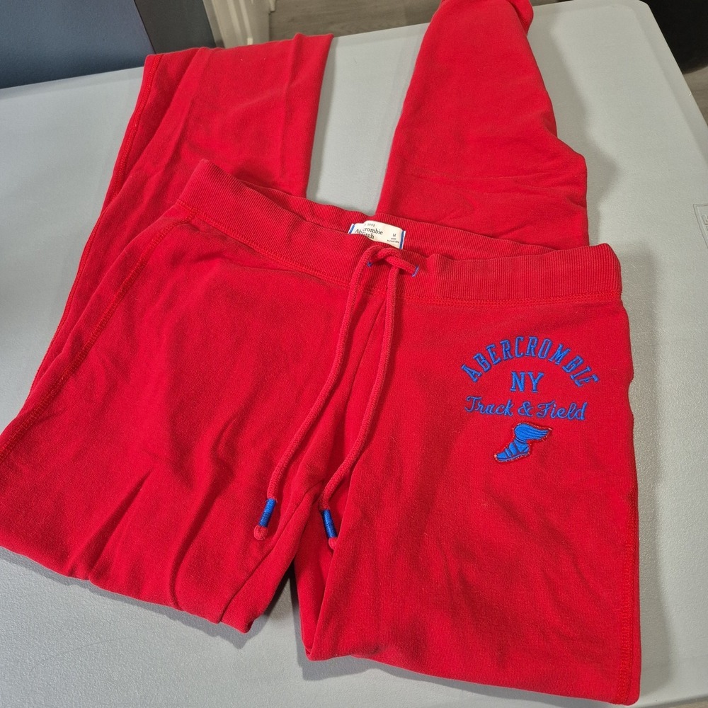 Y2K Abercrombie & Fitch Joggers Womens Medium Red Sweatpants Low Rise Track